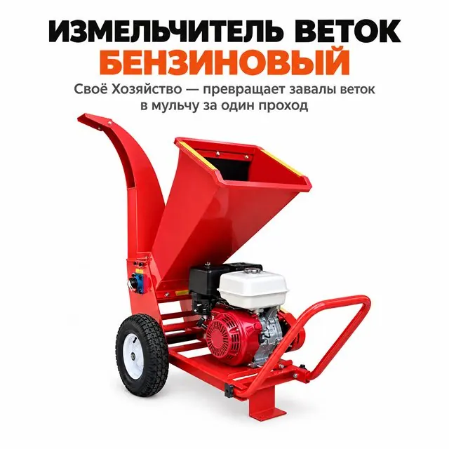 Садовый измельчитель веток, бензиновый